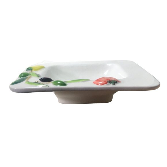 Vintage Ortoconserviera Olive Pickle Relish Dish Hand Painted Olives Veg Italy - Picture 3 of 7